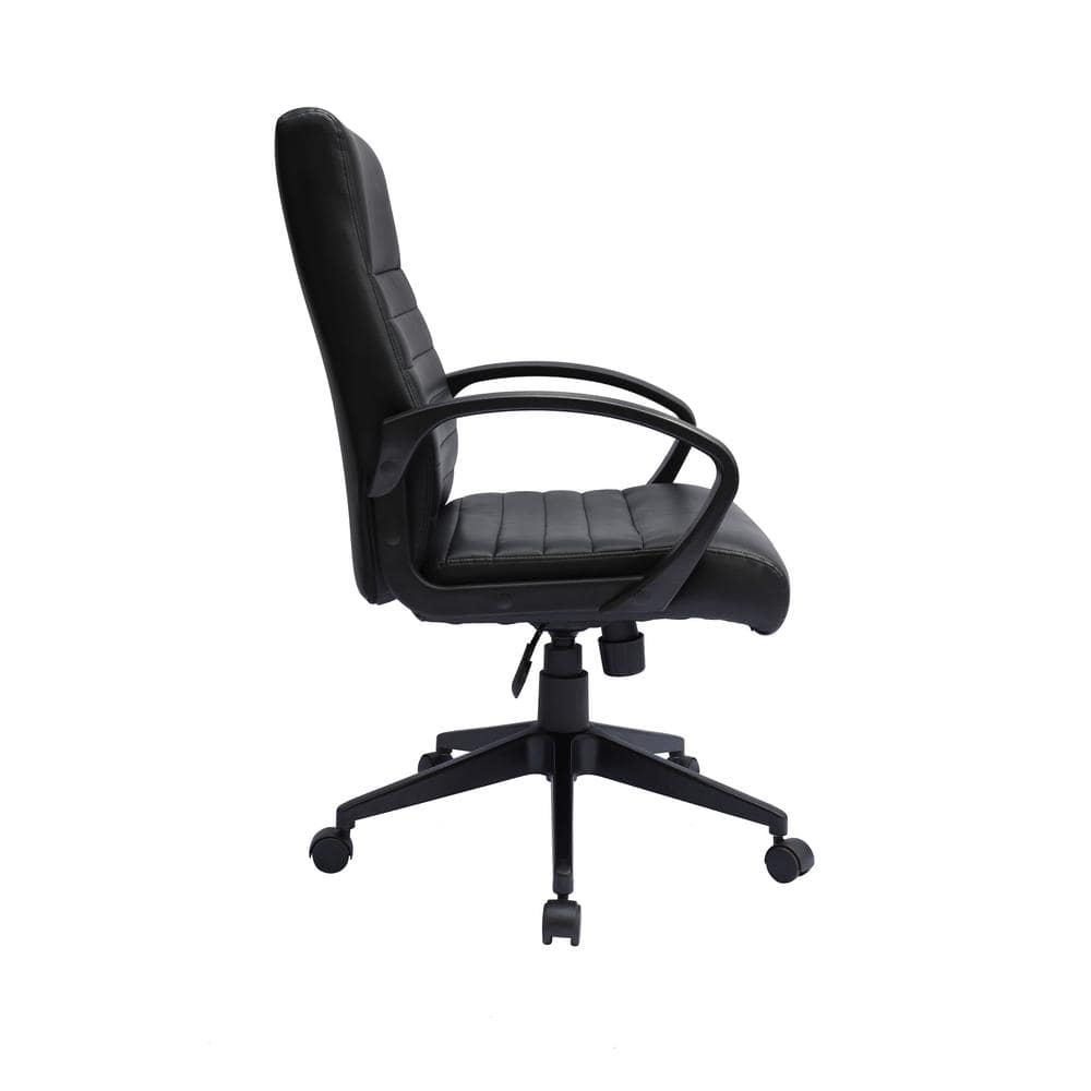 Black Ribbed Back High Back Swivel Task Chair with Fixed Arms