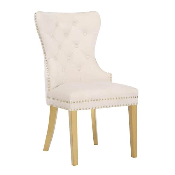 Unbranded Simba Chair with Gold Legs Beige（Set of 2）