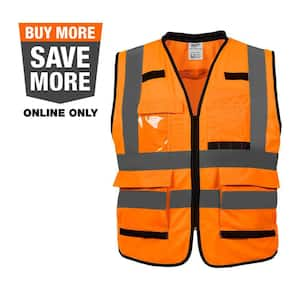 Performance Large/X-Large Orange Class 2-High Visibility Safety Vest with 15 Pockets