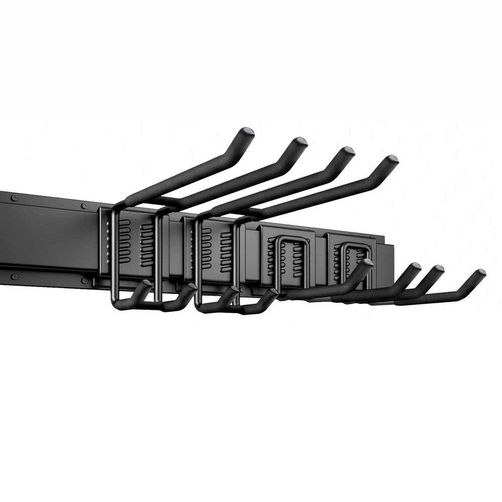 32 in. Black Alloy Steel Adjustable Wall Rack with Heavy Duty Metal Hooks for Garage Garden Tool Organization price history on PriceWatchPro