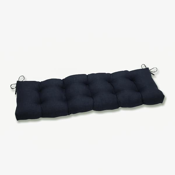 Pillow Perfect Solid Rectangular Outdoor Bench Cushion in Blue