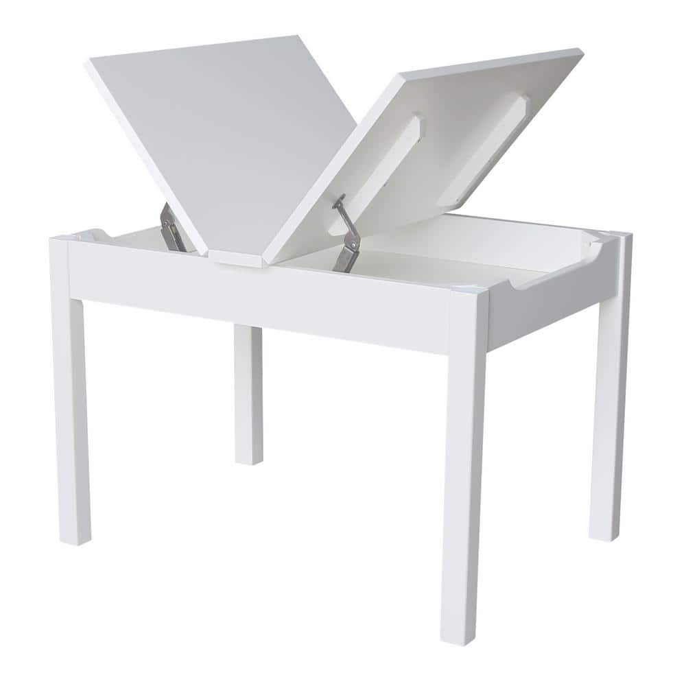 White Rectangular Extendable Wood Lift Top Table