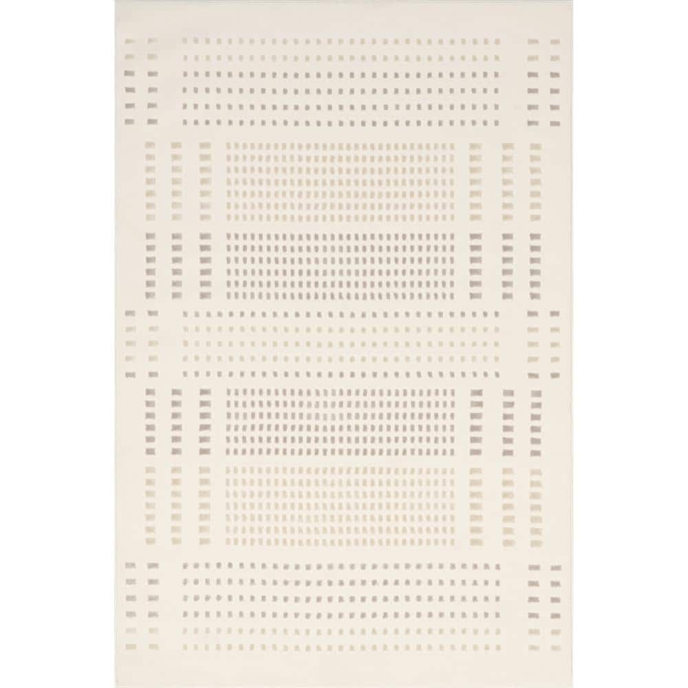 nuLOOM Rowyn Geometric Machine Washable Cream 4 ft. x 6 ft. Modern Area Rug