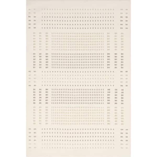 nuLOOM Rowyn Geometric Machine Washable Cream 4 ft. x 6 ft. Modern Area Rug