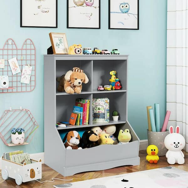 3-Tier Kids Children Toys Storage Rack Bookshelf Playroom Cloth Boxes Organizer 