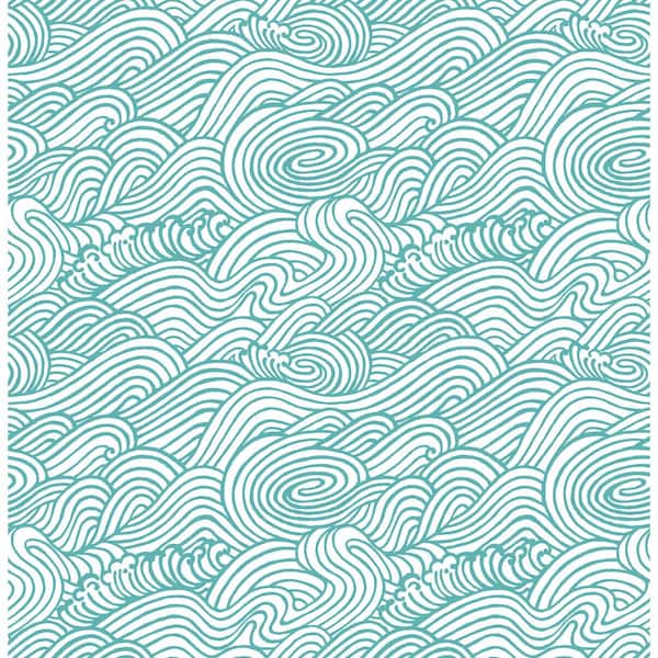 A-Street Prints Mare Teal Wave Paper Strippable Roll (Covers 56.4 sq. ft.)