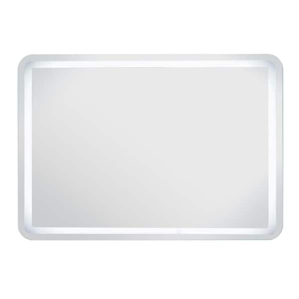 JimsMaison 28 in. W x 36 in. H Large Rectangular Frameless Dimmable Wall Mounted LED Bathroom Vanity Mirror in Sliver