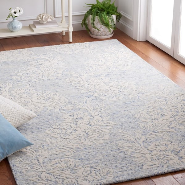 Jardin 5 ft. x 8 ft. Blue/Ivory Oversized Floral Area Rug