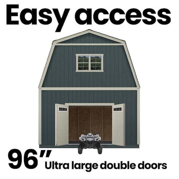 Handy Home Products - Professionally Assembled Ashland 16 ft. W x 24 ft. D 2-Story Wood Storage Shed- Driftwood Shingles (384 Sq. Ft.)