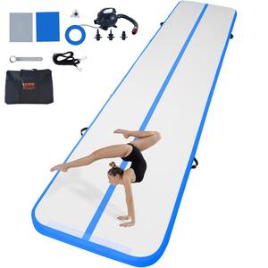 Gymnastics Air Mat 4 in. Thickness Inflatable Gymnastics Tumbling Mat with Electric Pump Training Mats, 16 ft, Blue