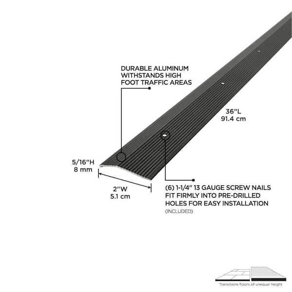 2"X 36" MOCHA ALUMINUM CARPET TRIM W/SCREW NAILS