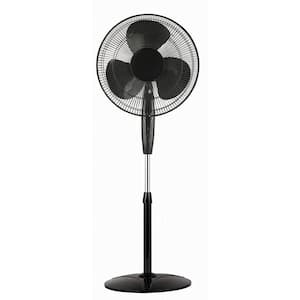 18 in. Oscillating Stand Fan with Remote Control in Black