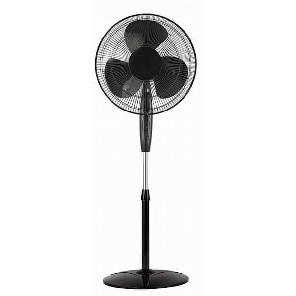 Optimus 18 in. Oscillating Stand Fan with Remote Control in Black
