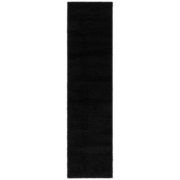 Siyah Rug SAFAVIEH Rumi Shag 2 ft. x 8 ft. Black Modern Solid Runner Rug RMS120Z ...