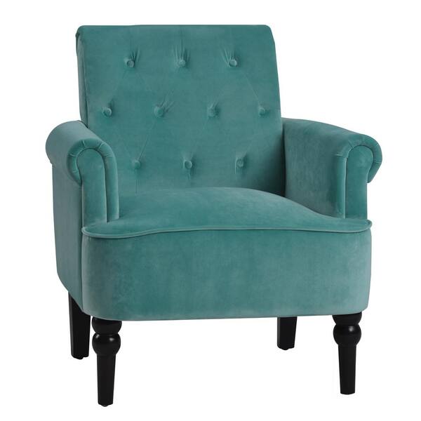 teal green armchairs