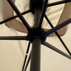 10 ft. x 6.5 ft. Powder-Coated Aluminum Pole Patio Rectangular Market Umbrella with Tilt and Crank in Tan