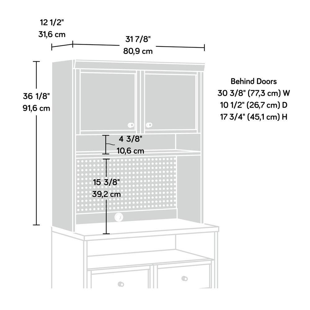 Mystic Oak and White Craft Storage Hutch with Adjustable Shelf