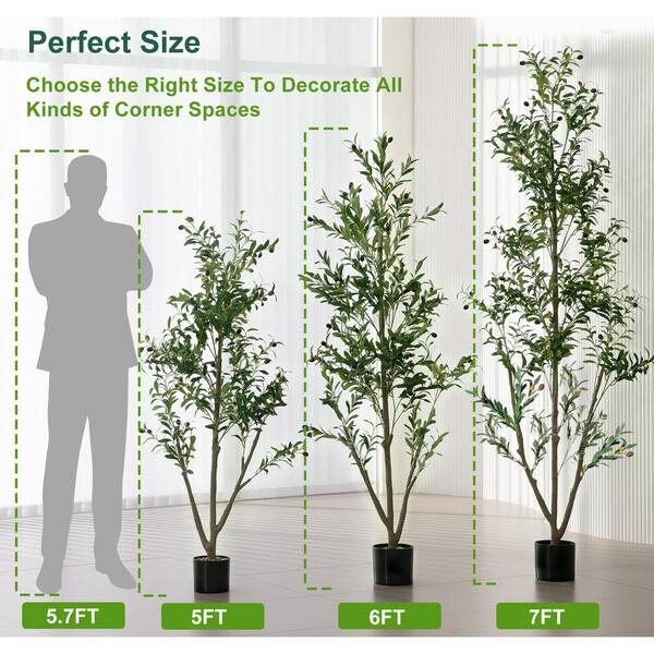 Afoxsos 5ft Artificial Olive Tree Indoor with LED Lights Moss