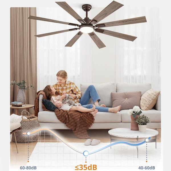 MOKSILED 65 in. Integrated LED Powerful Indoor Brown Downrod Mount