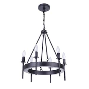 Larrson 6-Light Flat Black Finish Transitional Chandelier for Kitchen/Dining/Foyer, No Bulbs Included