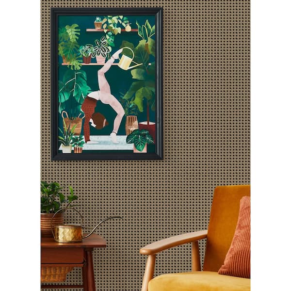 Honey Brown Rattan Caning Peel and Stick Wallpaper Roll