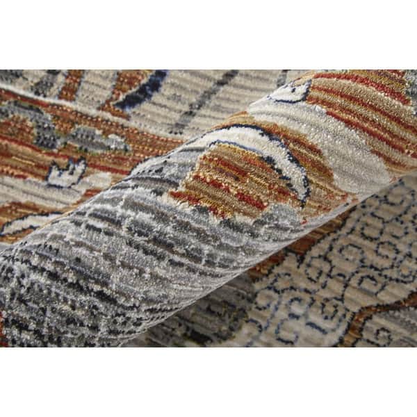 2 ft. x 3 ft. Gray, Black, Red Geometric Area Rug