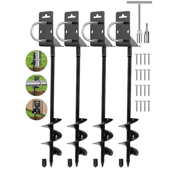 4 Pieces 28 in. Ground Anchors Screw in Mobile Home Anchors Storage Shed Anchor Kit w/Drill Bit Ground Anchor Heavy Duty