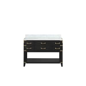 Irvington 48 in W x 22 in D Black Oak Single Bath Vanity and Carrara Marble Top