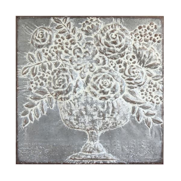 Square Metal Floral Bouquets Wall Decor