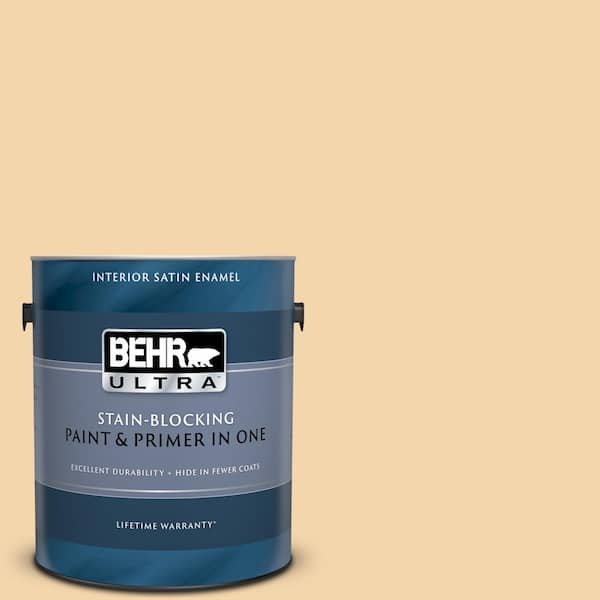 BEHR ULTRA 1 gal. #UL150-12 Pale Honey Satin Enamel Interior Paint and Primer in One
