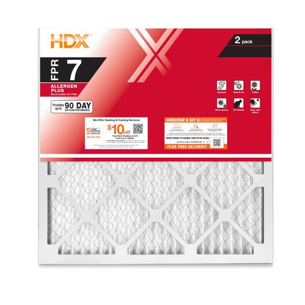 HDX 14 in. x 14 in. x 1 in. Allergen Plus Pleated Air Filter FPR 7 (2-Pack)  HDX2P7-011414 - The Home Depot