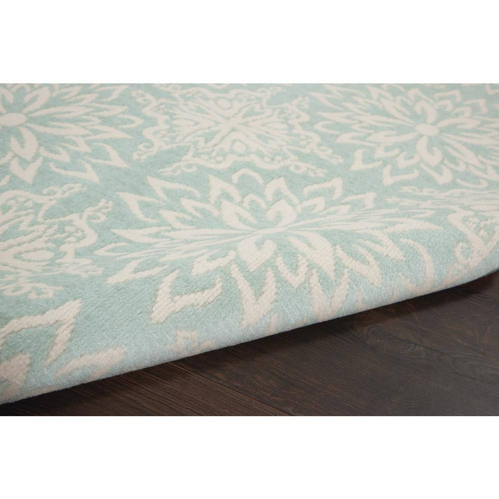 Elegant Ivory/Green Floral Synthetic 5'3" x 7'3" Easy-Care Rug