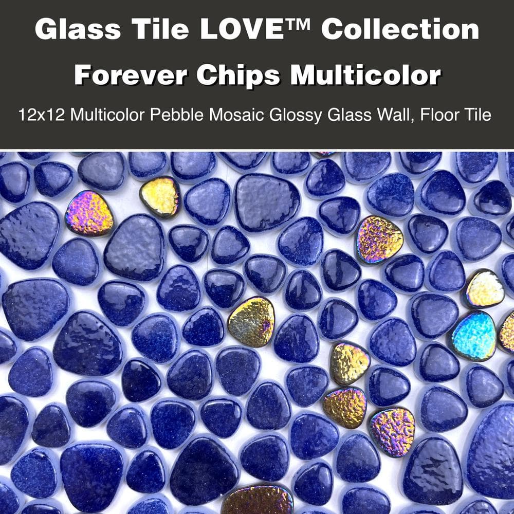 Multicolor 12x12 Glass Pebble Mosaic Tile for Indoor and Outdoor