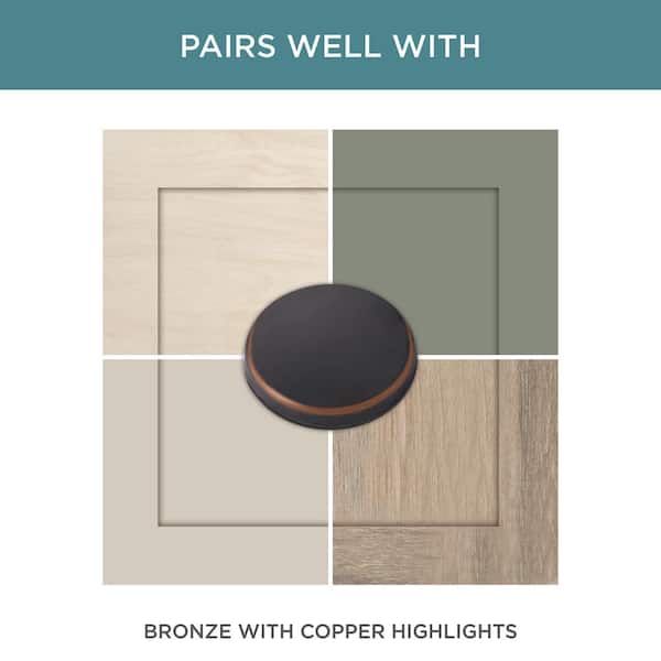 Brightened Opulence 1-5/16 in. (33mm) Bronze with Copper Highlights Square Cabinet Knob Brightened Opulence 1-5/16 in. (33mm) Bronze with Copper Highlights Square Cabinet Knob