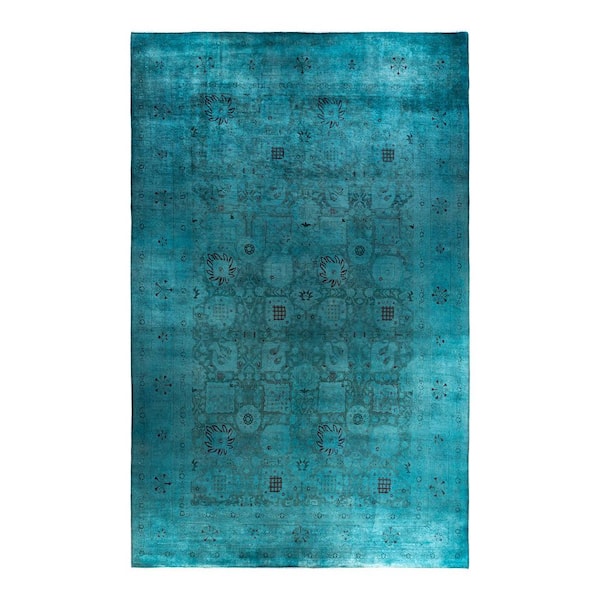 Overdyed Blue 12 ft. x 18 ft. Solid Wool Indoor Area Rug