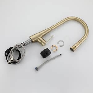 Single-Handle Pull-Down Sprayer Kitchen Faucet in Brushed Gold