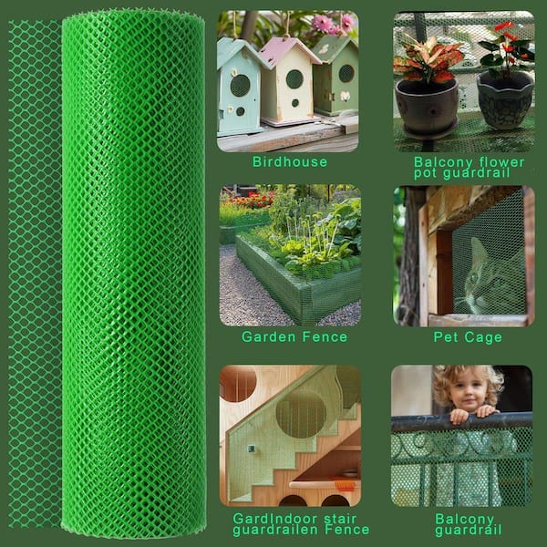 KIWDZFU 15.7 in. x 19.7 ft. Green Plastic Chicken Wire Mesh with