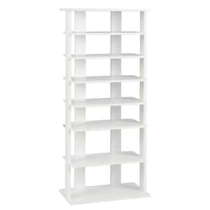 HONEY JOY 43.5 in. H 14-Pair 7-Tier White Wood Double Rows Shoe Rack  Vertical Wooden Shoe Storage Organizer TOPB006641 - The Home Depot