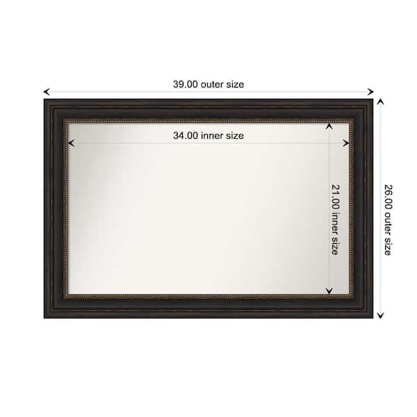 Amanti Art Accent Bronze 39 in. x 26 in. Custom Non-Beveled Polystyrene Antique Framed Bathroom Vanity Wall Mirror