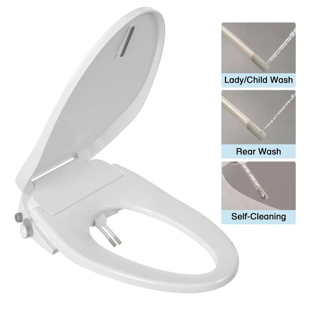 Non-Electric Quiet Close Bidet Seat for Elongated Toilets in White with Double Nozzles, Rinsing without Electricity price history on PriceWatchPro