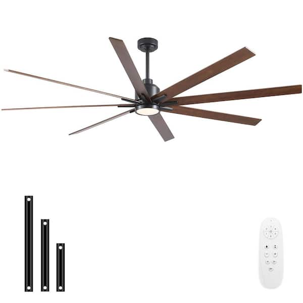 Coastal 84 in. Indoor Matte Black Large Windmill Ceiling Fan with Light,Walnut Wood Blades and Remote Control