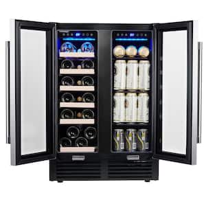 Dual Zone 19-Bottle Built-in or Freestanding Wine Cooler with Glass Door and Temperature Memory Function