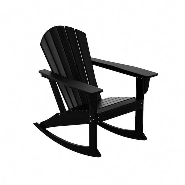 WESTIN OUTDOOR Mason Black Adirondack HDPE Plastic Outdoor Rocking Chair