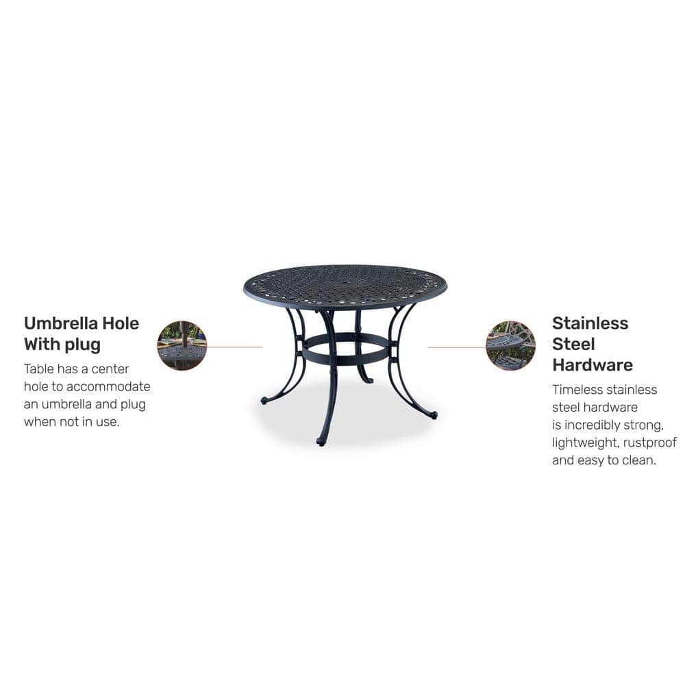 Sanibel Classic Black Cast Aluminum 42" Outdoor Dining Table