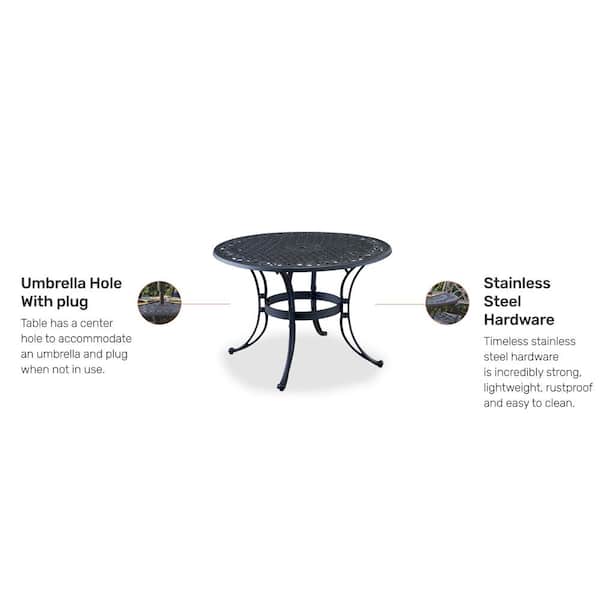 HOMESTYLES Sanibel 42 in. Black Round Cast Aluminum Outdoor Dining Table  6654-30 - The Home Depot