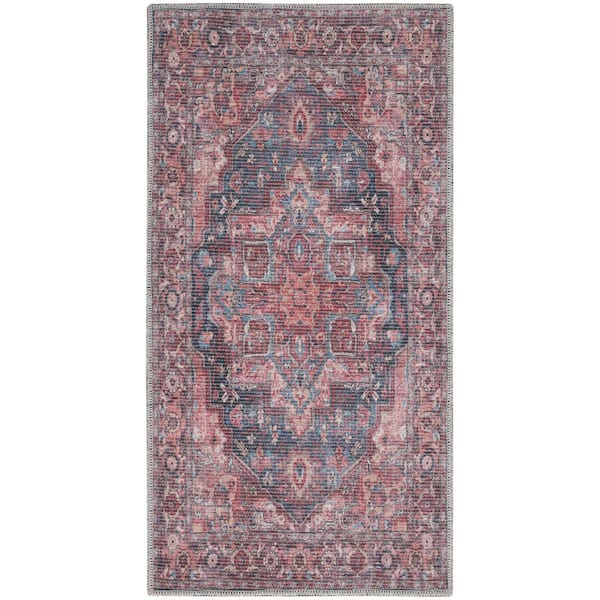 57 GRAND BY NICOLE CURTIS 57 Grand Machine Washable doormat Multicolor 2 ft. x 4 ft. Bordered Traditional Kitchen Area Rug