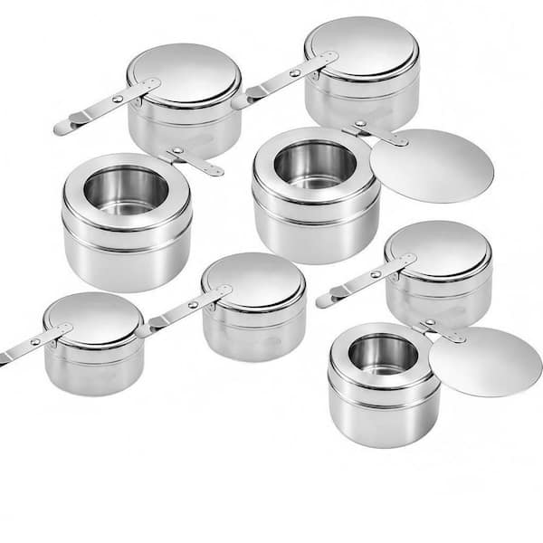 8-Pack Chafing Fuel Holder with Safety Cover Canned Heat Box Holder, Stainless Steel Chafe Wick Fuel Holder
