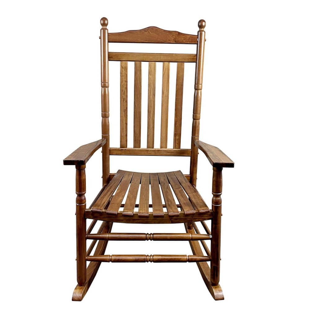Oak Wood Outdoor Rocking Chair Balcony Porch Adult Rocking Chair, with Patt