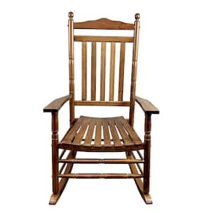 Oak Wood Outdoor Rocking Chair Balcony Porch Adult Rocking Chair, with Pattern Design
