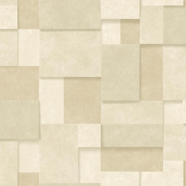 Decorline Duchamp Wheat Patchwork Metallic Wheat Paper Strippable Roll (Covers 56.4 sq. ft.)